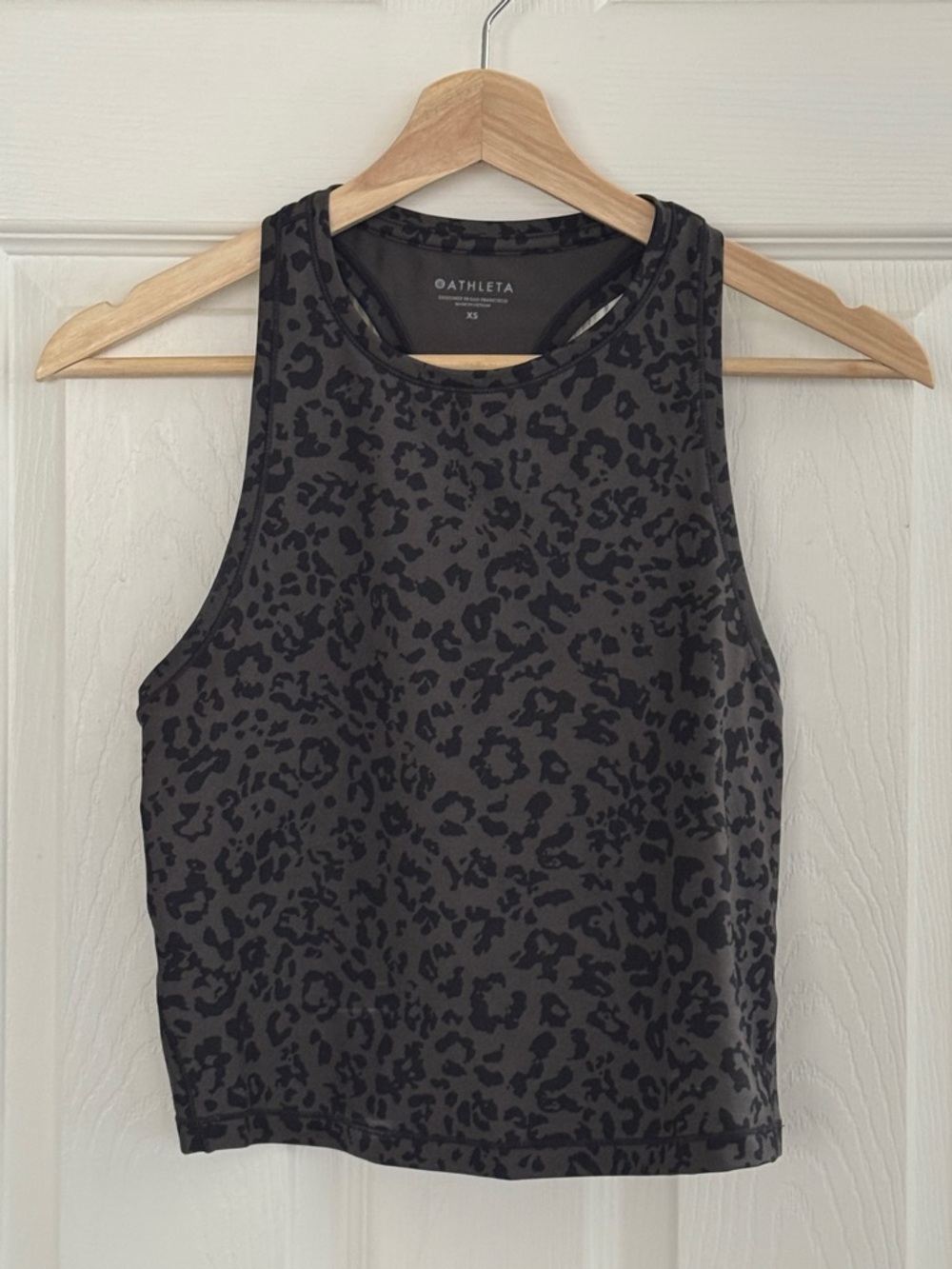 Athleta Black and Gray Leopard-Print Performance Tank